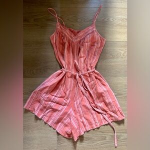 Uniqlo Pink Stripe Linen Blend Romper Sz.S